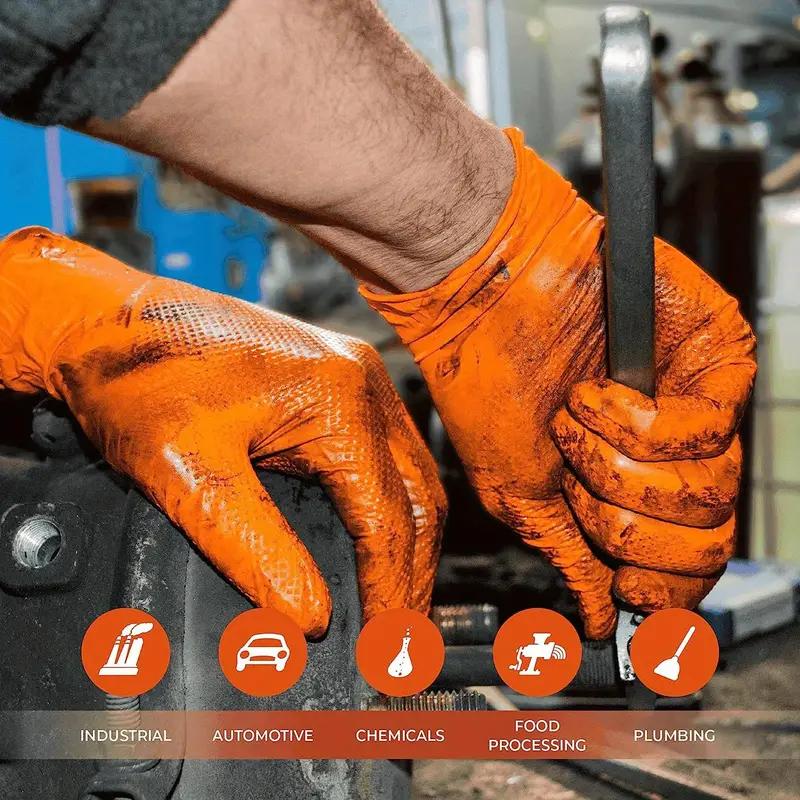 8Mil Thick Nitrile Gloves with Diamond Textured Disposable Gloves Heavy Duty Industrial Latex Free Tattoo Mechanic Safety Gloves