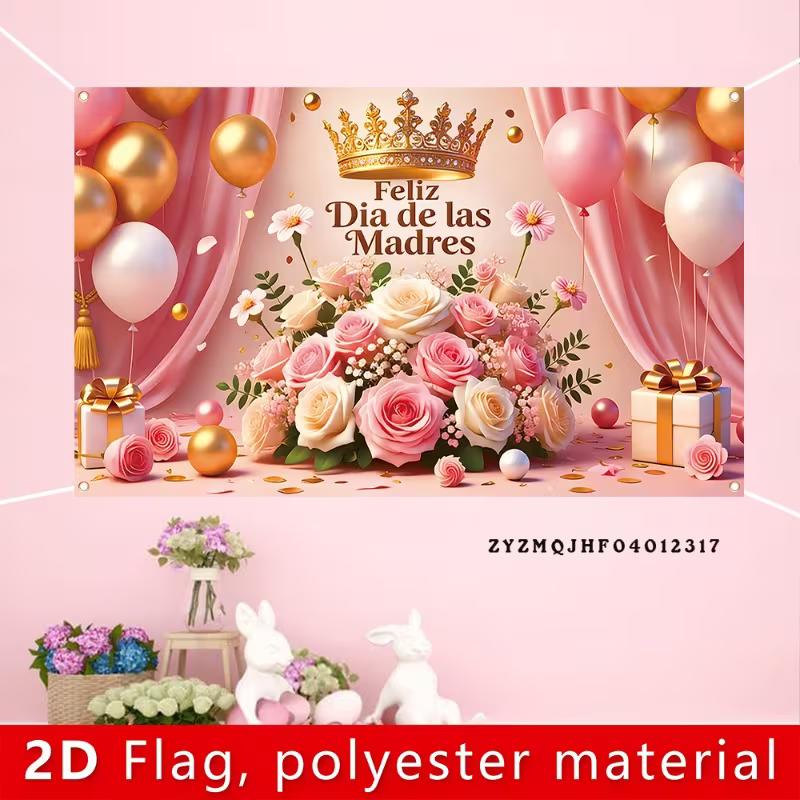2D Polyester 2D Mother's Day Banner Feliz Dia De Las Madres Party Background Decoration