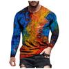 Spring and Autumn Round Neck 3D Graffiti Maker Printed Top Fashionable Casual Long Sleeved Men's T-shirts
