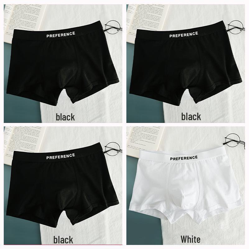 Men's Breathable Cotton Boxer Briefs, Solid Black or White.
