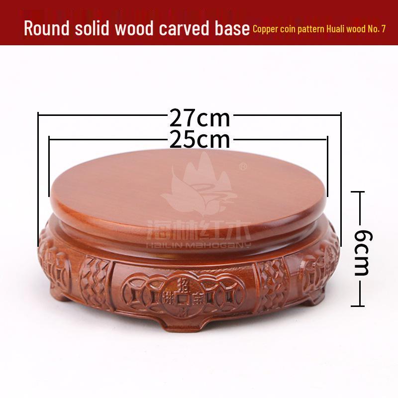 Rosewood Carved Flower Arrangement Bonsai Vase with Ebony Buddha Statue Holder.