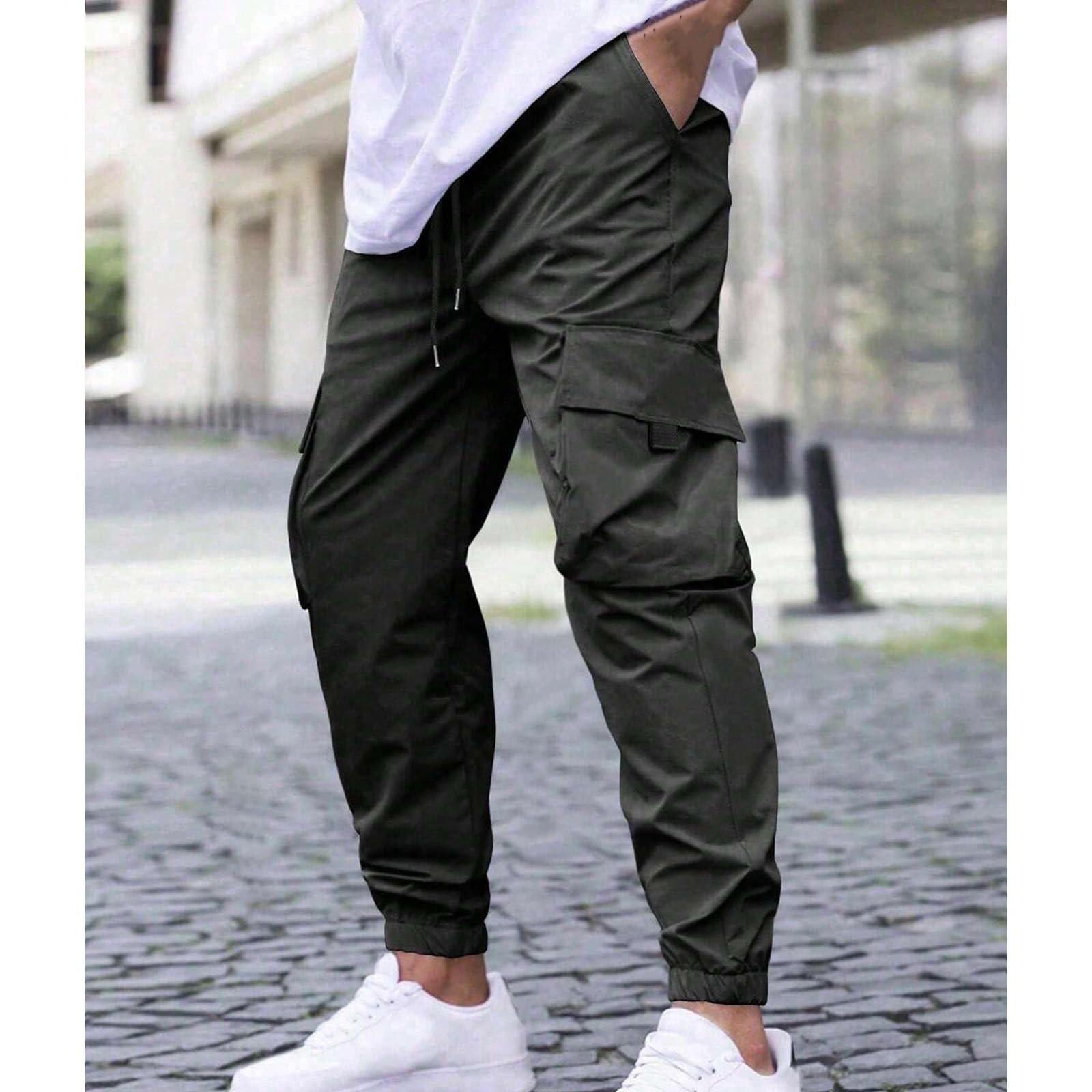 

Мужские повседневные рабочие брюки, свободные повседневные брюки с несколькими карманами, длинные брюки XXXL чёрный