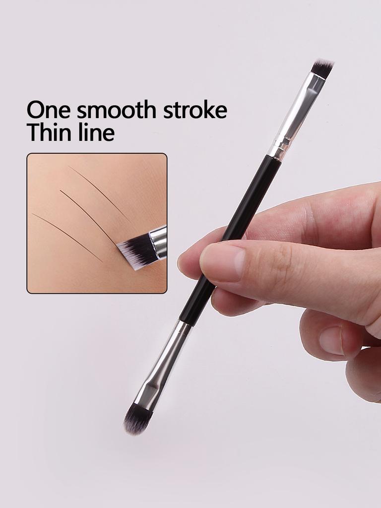 2pcs portable double head eyeshadow brush eyebrow brush eye brush face down to lie silkworm detail eye makeup brush