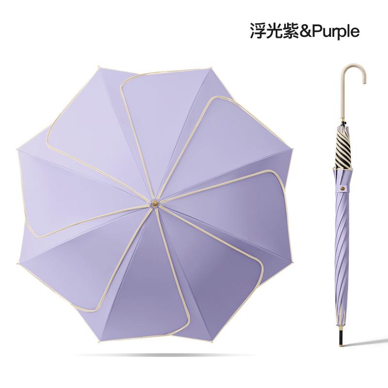 Edge Umbrella Straight Pole Umbrella Modern Simple Creative Solid Color Durable Vinyl Petals Fresh Color Scheme Handle Umbrella