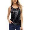 Mote Kvinner Sommervest Ermeløs U-hals Paljett Uformell Topper T-skjorte Tanker