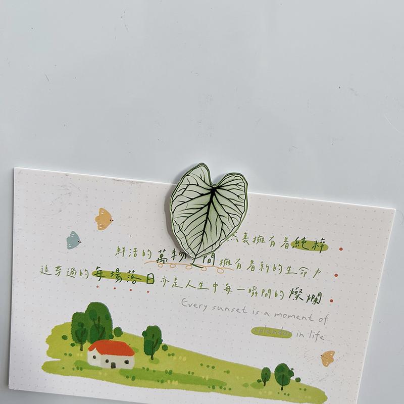 Plants Leaves Fridge Magnet Pink Princess Plant Refrigerator Sticker Acrylic Simulation Leaf Magnet Sticker Home Kitchen Decor