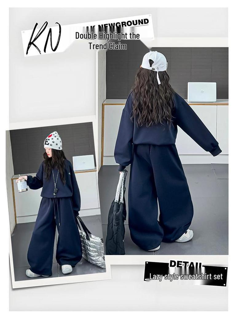 Mädchen 2025 Modische Frühling/Herbst Sportbekleidung Zweiteiliges Sweatshirt-Set