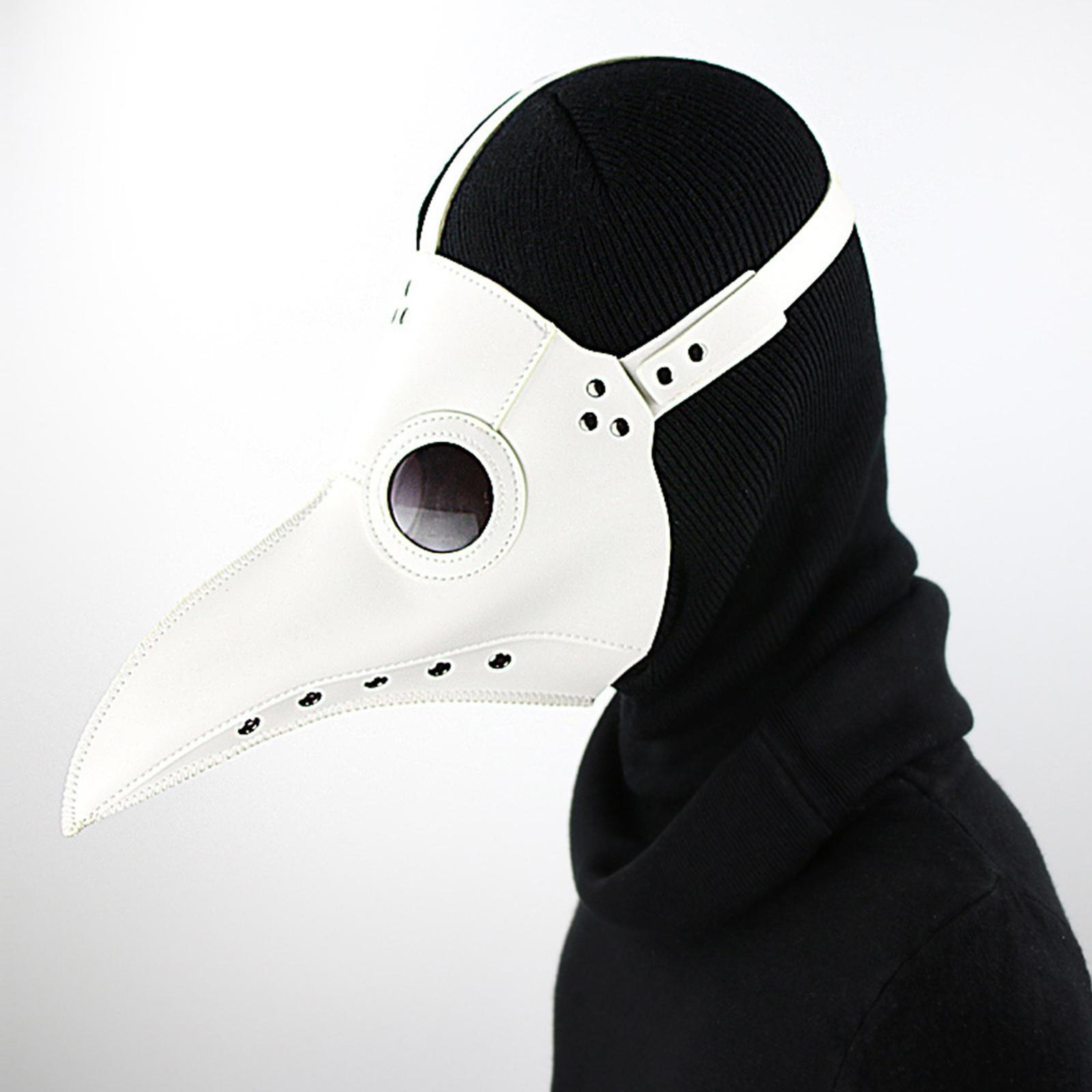 Halloween Steampunk Maske PU-Leder Pestdoktor für Kostümparty Männer Frauen weiß