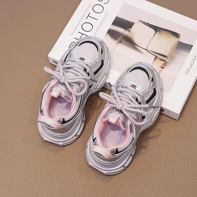 Children's Sports Shoes 2025 Spring and Summer New Trendy Brand Girls N-word Mesh Shoes Breathable Mesh Boys Dad Shoes
