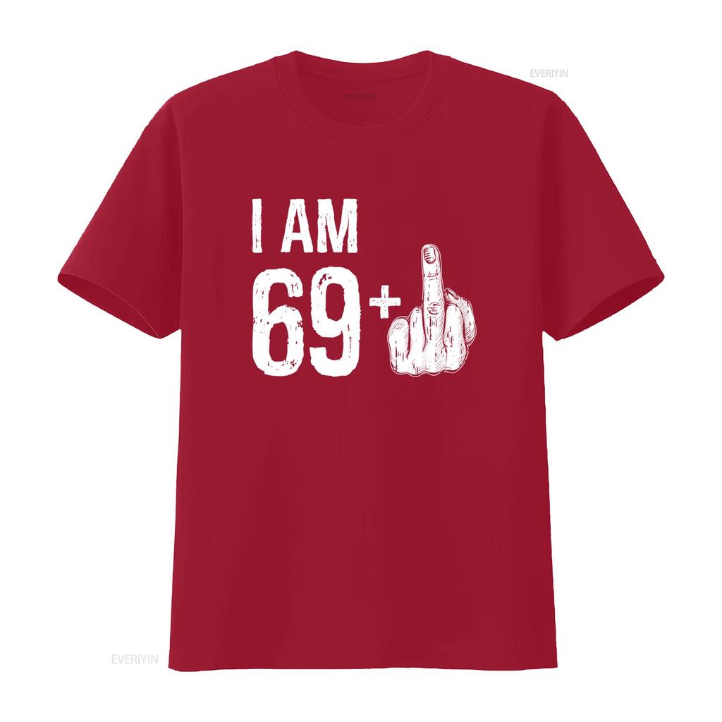 70th Birthday T Shirt I Am 69 Plus Middle Finger Funny Grandpa Grandma Bday Vintage Washed Unisex Casual Designer Clothes