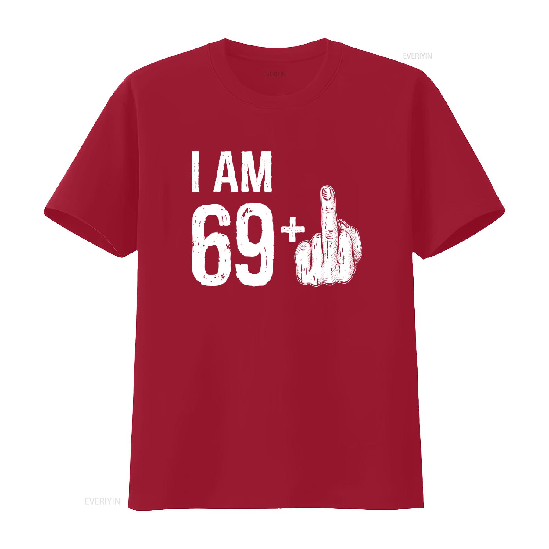 

70th Birthday T Shirt I Am 69 Plus Middle Finger Funny Grandpa Grandma Bday vintage Washed Unisex Casual designer clothes S