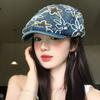 Ethnic Style Embroidery Flower Forward Hat Cloth Sequin Newsboy Cap Glitter Beret  Streetwear