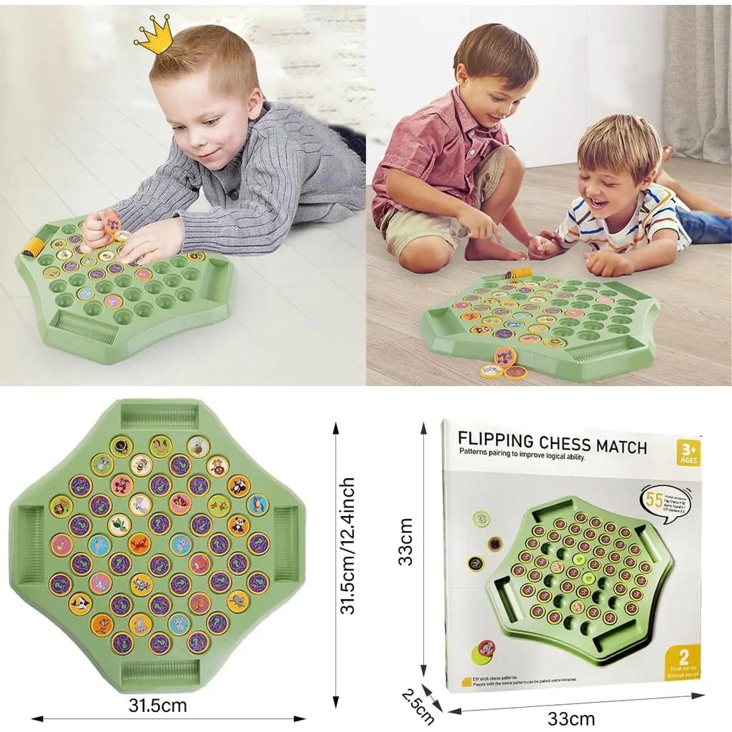 Montessori Children Educational Board Game 2 Player Fruit Animal Flip Chess Memory Game Fun Family Game Party Toys Puzzle Game