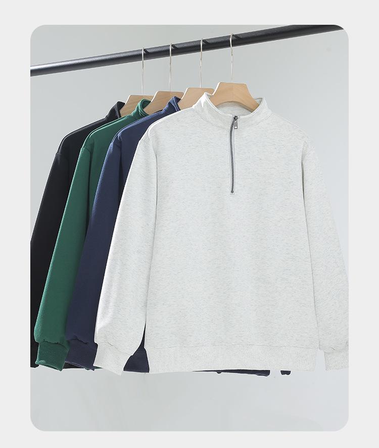 320g Stand Collar Half-Zip Unisex Hoodie - Trendy Loose Fit American Style