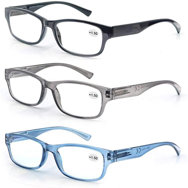 MODFANS 3 Pack Reading Glasses Men,Male Readers Eyeglasses,with Spring Hinges Vintag Square Frame,Good Quality Great Value