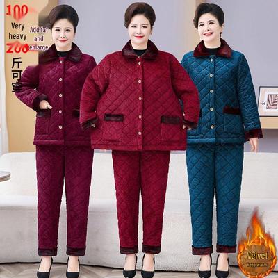 Ensemble de pyjama d'hiver doublé polaire grande taille pour maternité, pour femmes d'âge moyen et âgées