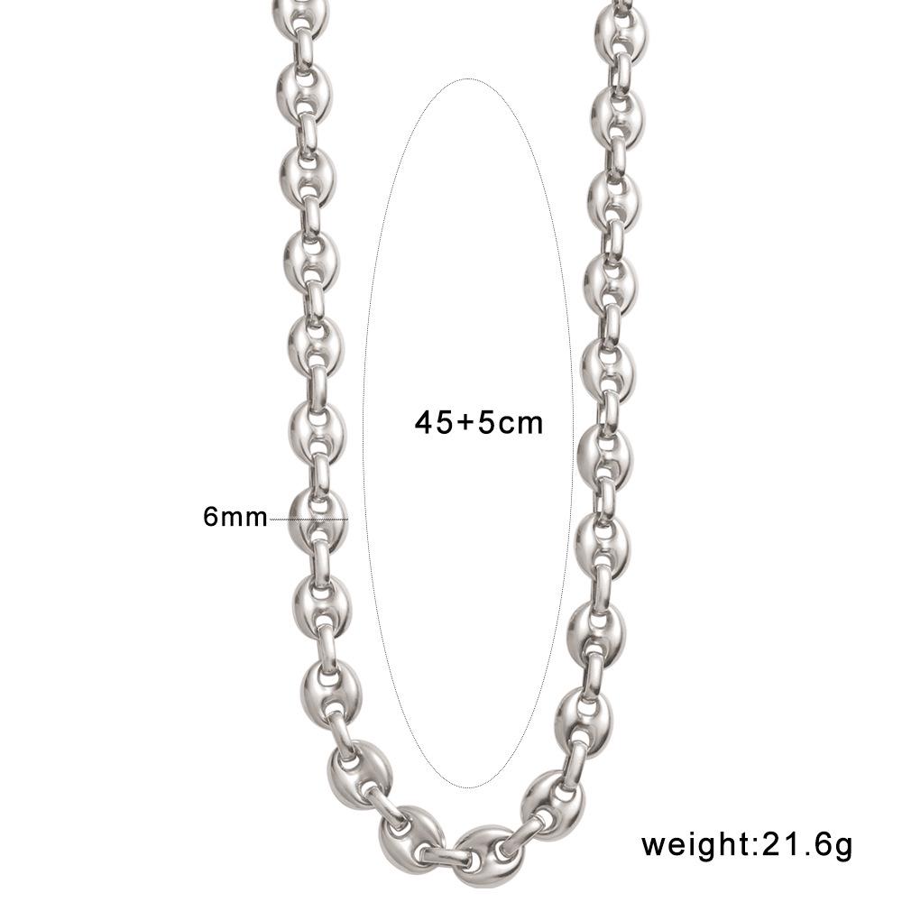 18K Coffee Bean Hip Hop Stainless Steel Necklace Bracelet