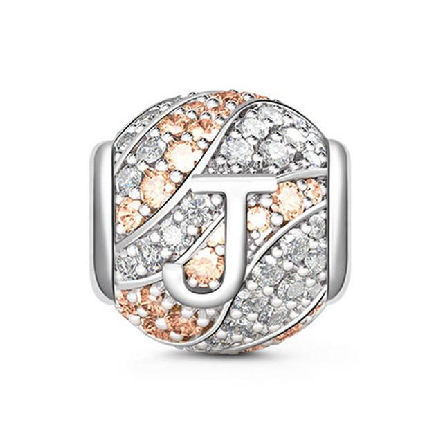 Kulaté Pave Abc Písmeno abecedy 925 Sterling Silver korálky Charm Fit Originální módní náramky pro kutily pro ženy Dárkové šperky