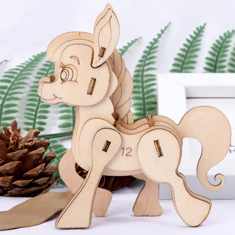 Children's DIY Wooden Toys Wooden Model Puzzle Three-dimensional Puzzle Hand-assembled Coloring Insect Model Building Blocks