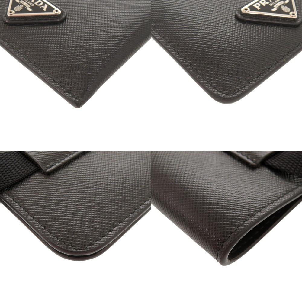 Used AUTHENTIC PRADA Phone case neck pouch Triangle logo Saffiano Black