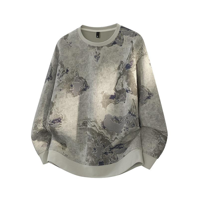 Frühlings- und Herbst Herren Pullover Rundhals Geometrischer Pullover Langarm Mode Freizeit Oberteil