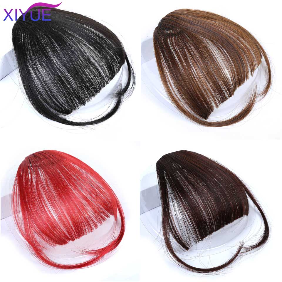XIYUE-extensión de cabello con flequillo de aire Romo falso, postizo sintético con flecos falsos naturales para mujer, flequillo con Clip