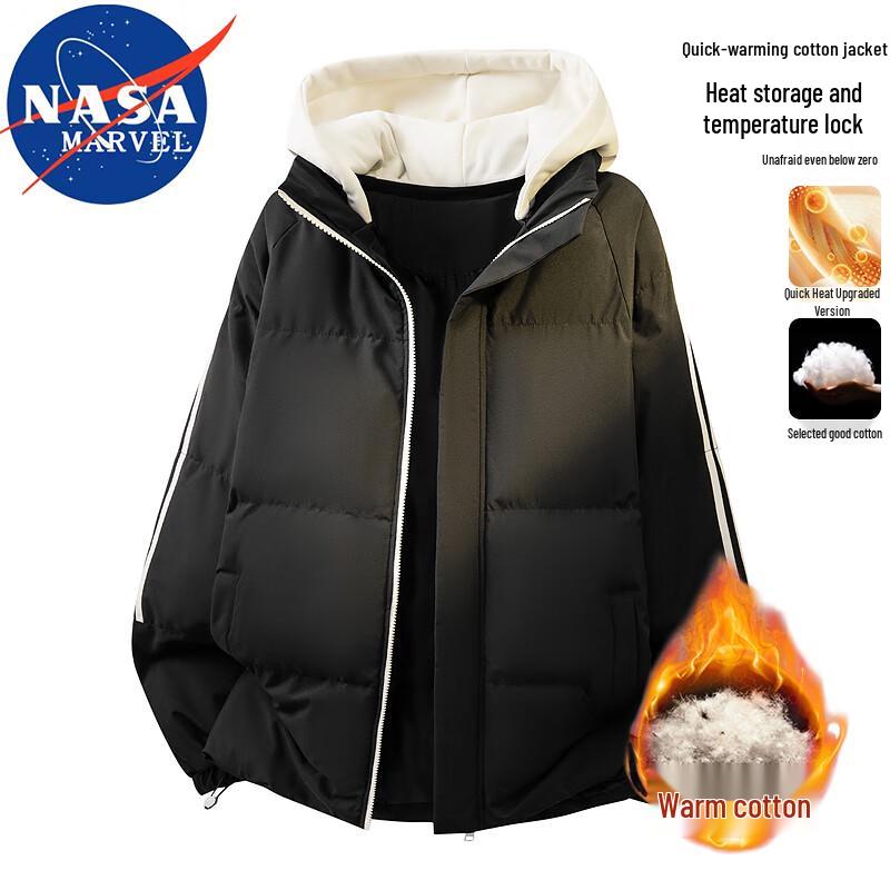 NASA MARVEL Herren Kapuzen-Winterjacke mit Wattierung