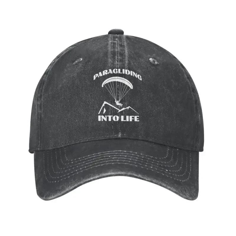 Custom Punk Unisex Cotton Paragliding Into Life Baseball Cap Adult Gift For Paragliders Adjustable Dad Hat Unisex Women Outdoor Baseball Cap
