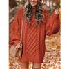 Women's Sweater Dress, Women's Long Sleeve Crew Neck Textured Knitted Dresss