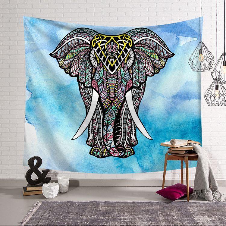 Nordic INS Elephant Background Fabric Cross Border Decoration Wall Carpet Home Decoration Wall Carpet Colorful Elephant Background Hanging Fabric