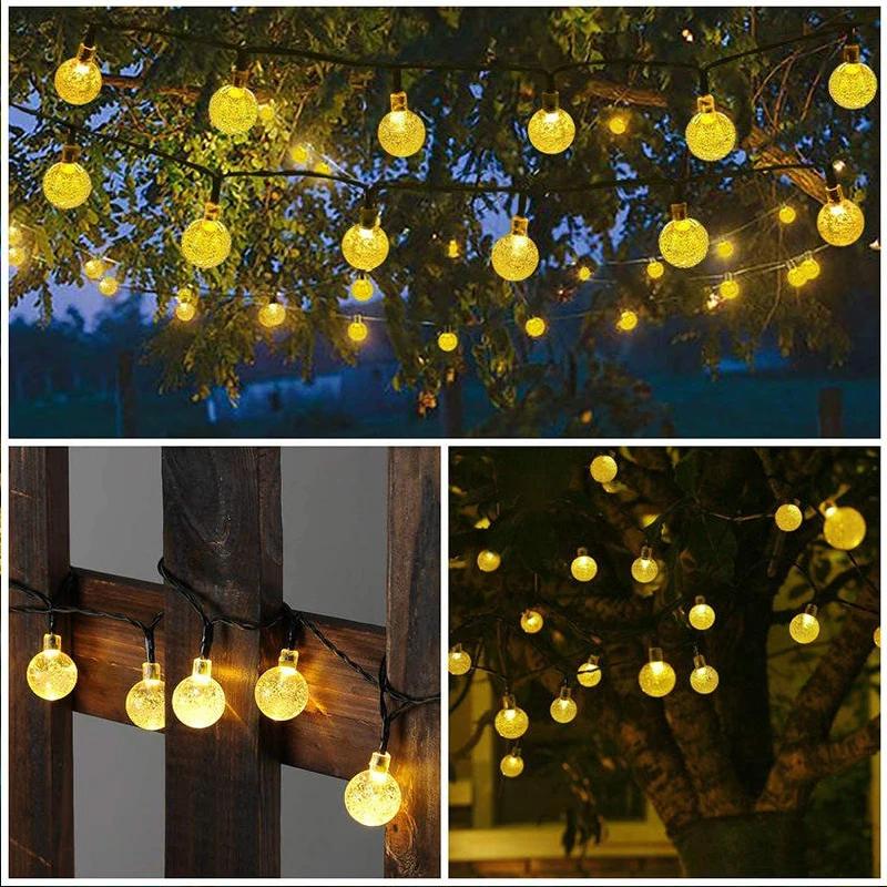 Solar Kristall Globus LED Lichterkette 60 LED 8 Beleuchtung Modi IP65 Fee Licht Weihnachten Girlande Für Garten Party Dekor 1pc/2 stücke