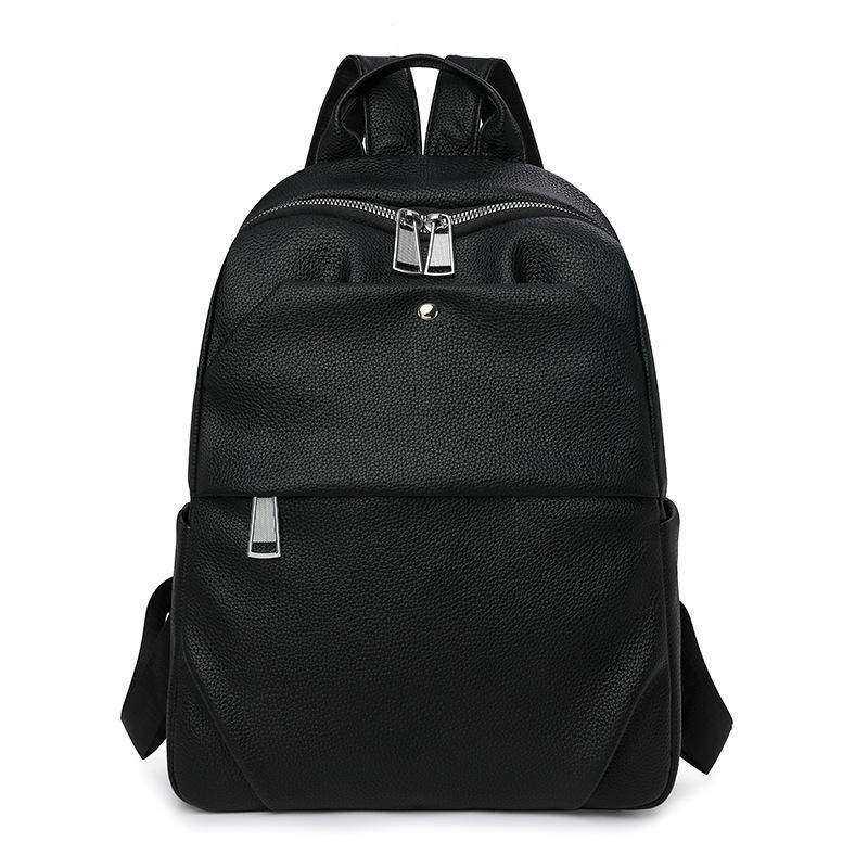 Backpack Women's New Outdoor Leisure Backpack Solid Color Large Capacity Simple Texture Backpack Small Schoolbag