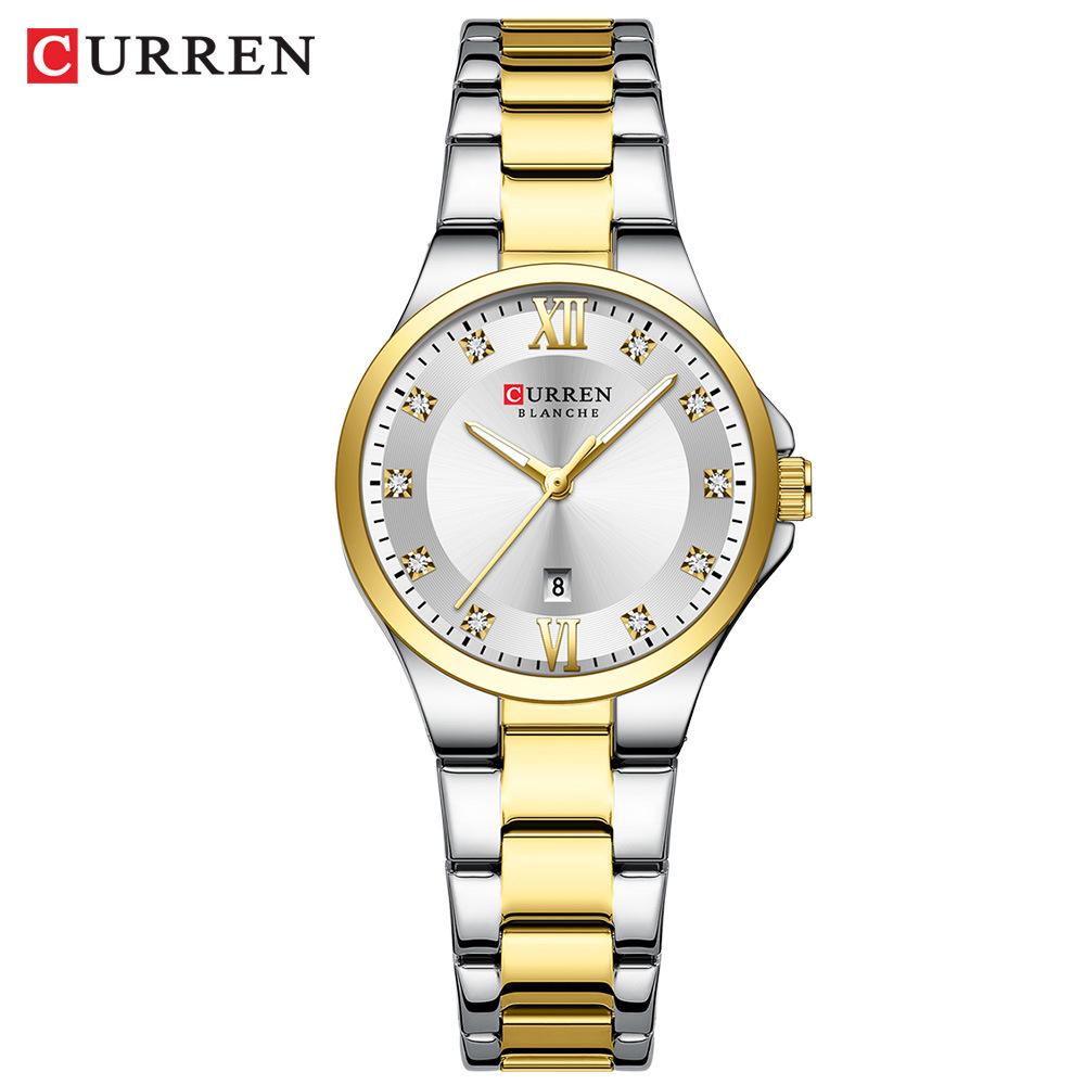 CURREN 9107 Women s Waterproof Quartz Wristwatch with Steel Band & Calendar