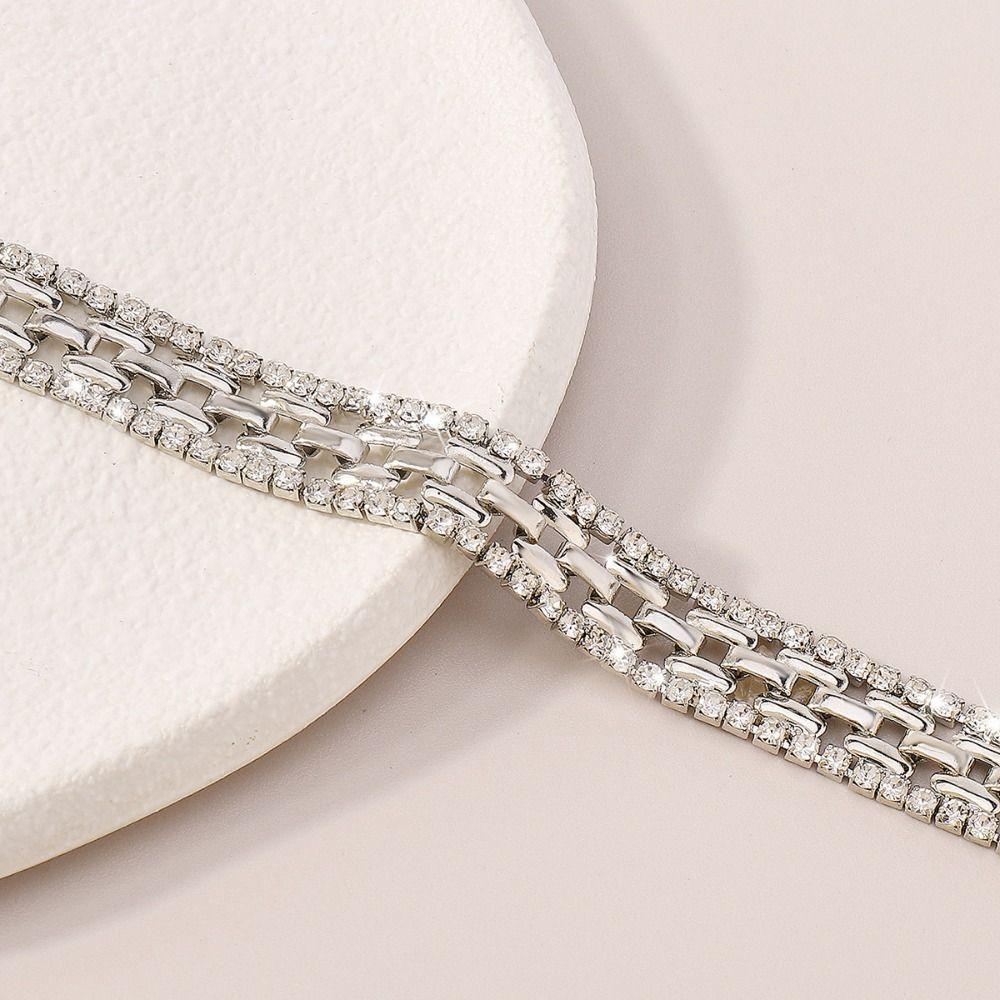 Geometric Crystal Clavicle Chain Choker Hollow Out Clavicle Chain Rhinestone Necklace  Party