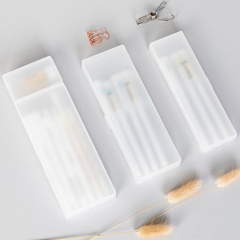 Matte Transparent Pencil Case Frosted Plastic Pen Storage Box For School Office Stationery Organization Supplies