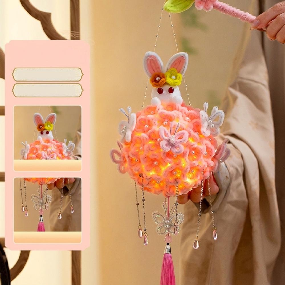 Retro Light Mid-Autumn Rabbit Lantern Twisted Stick DIY Festival Light Kit Children Gift