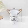 Small Retro Distressed Whitewashed Tin Flower Pot for Tabletop or Balcony Decor, Ideal for Succulents and Iron Lettering