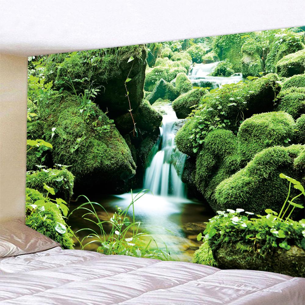 Forest Plants Leaves Psychedelic Scene Home Art Decor Tapestry Hippie Boho Yoga Mat Mandala Room Wall Hanging