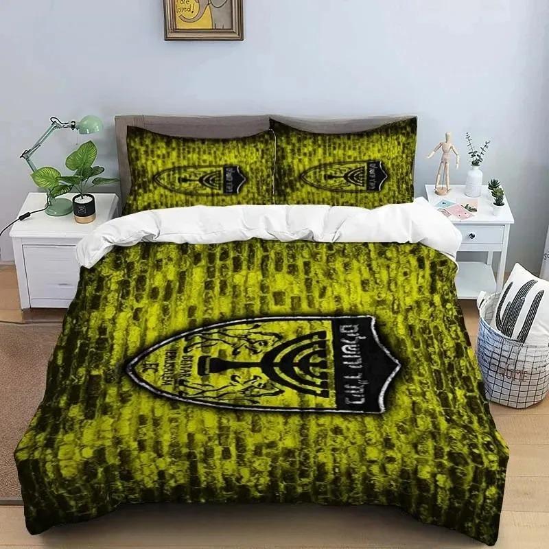 3D Print Black Yellow Beitar J-Jerusalem Duvet Cover Pillowcase Football Bedding Set 3piece set Adults Bedroom Duvetcover Sets