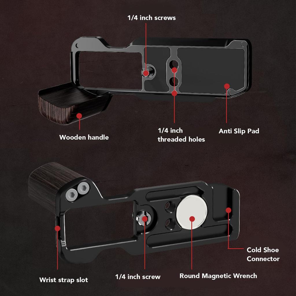 VBESTLIFE Hand L Shape Bracket Handle for XM5 with ARCA Quick Release Plate and Compartment Pad X-M5 Grip, Camera, Opening, Anti-Slip
