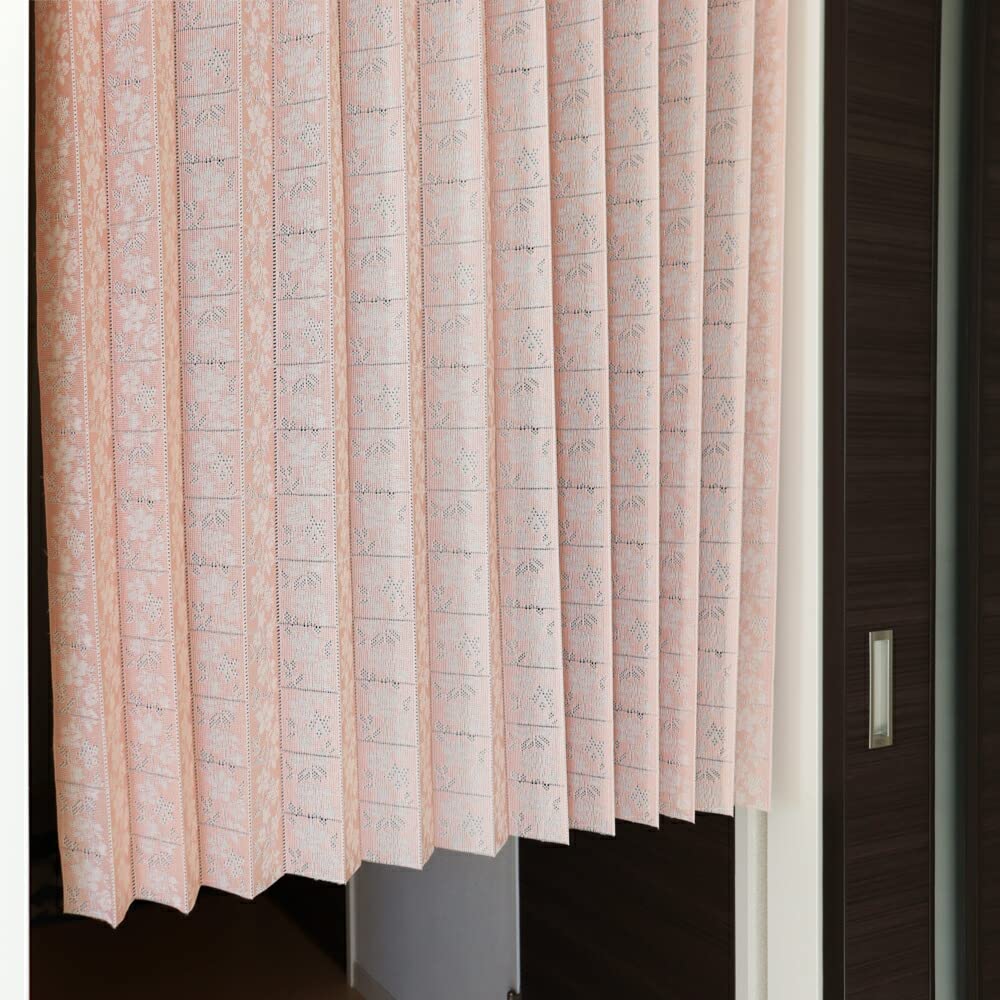 Noren Kobo Accordion Curtain, Flap Curtain, Cafe Curtain for Small Windows, Floral Print, Natural, Simple, Width 150cm x Length 110cm, Flap Cafe,