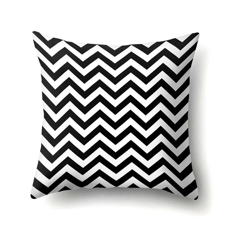 Polyester Pillowcase Peach Leather Velvet Black and White Geometric Printed Pillowcase Waist Cushion Cover Bedside Cushion Cover Bedside Cushion Cover