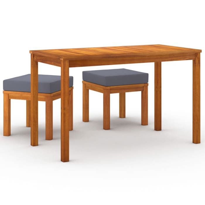 VidaXL 3-piece Garden Dining Set and Cushions Solid Acacia, Outdoor Dining Set, Garden Furniture, Furniture 319722