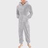 Winter Warmer Teddyfleece Pyjama für Herren Plüsch Einteiler mit Reißverschluss Flauschige Kapuzen-Nachtwäsche Einteiliger Schlaf-Lounge-Pyjama Jumpsuit