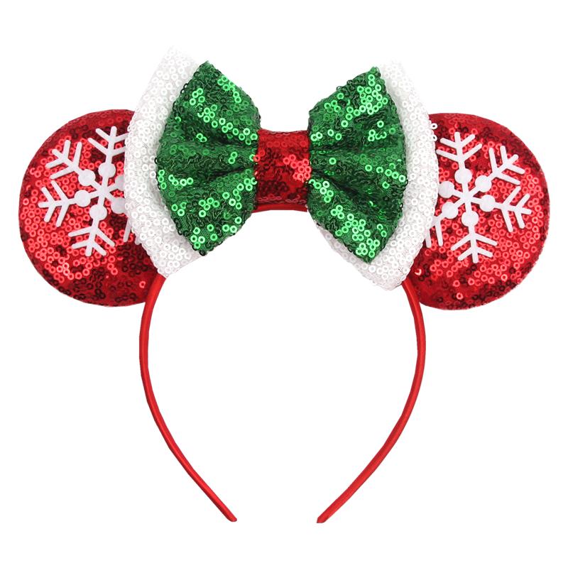 Neues Weihnachts-Mausohren-Stirnband für Mädchen Einheitsgröße Pailletten Schleife Haarband Festival Party DIY Haarschmuck Boutique