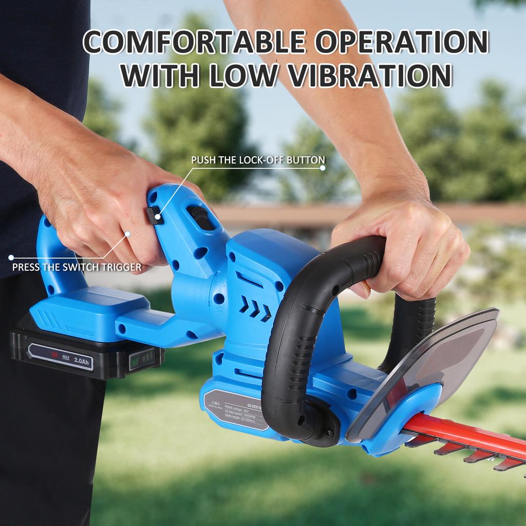 Akku-Heckenschere, 20 V elektrischer Buschschneider mit 22"" Doppelklingen, 3/4"" Schnitt