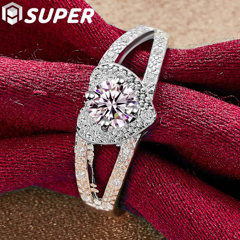 925 Sterling Silver Elegantní zirkonový prsten se srdcem AAA Klasické šperky