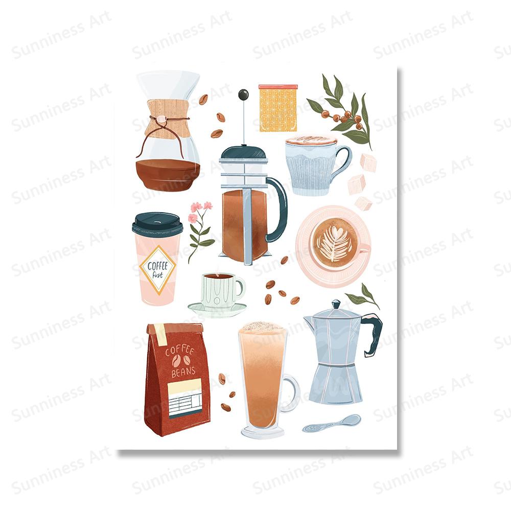 Nordic Coffee Gift Wall Pictures Art Prints Kitchen And Dinning Canvas Painting Cafe Shop Posters Window Landscape Wall Decor