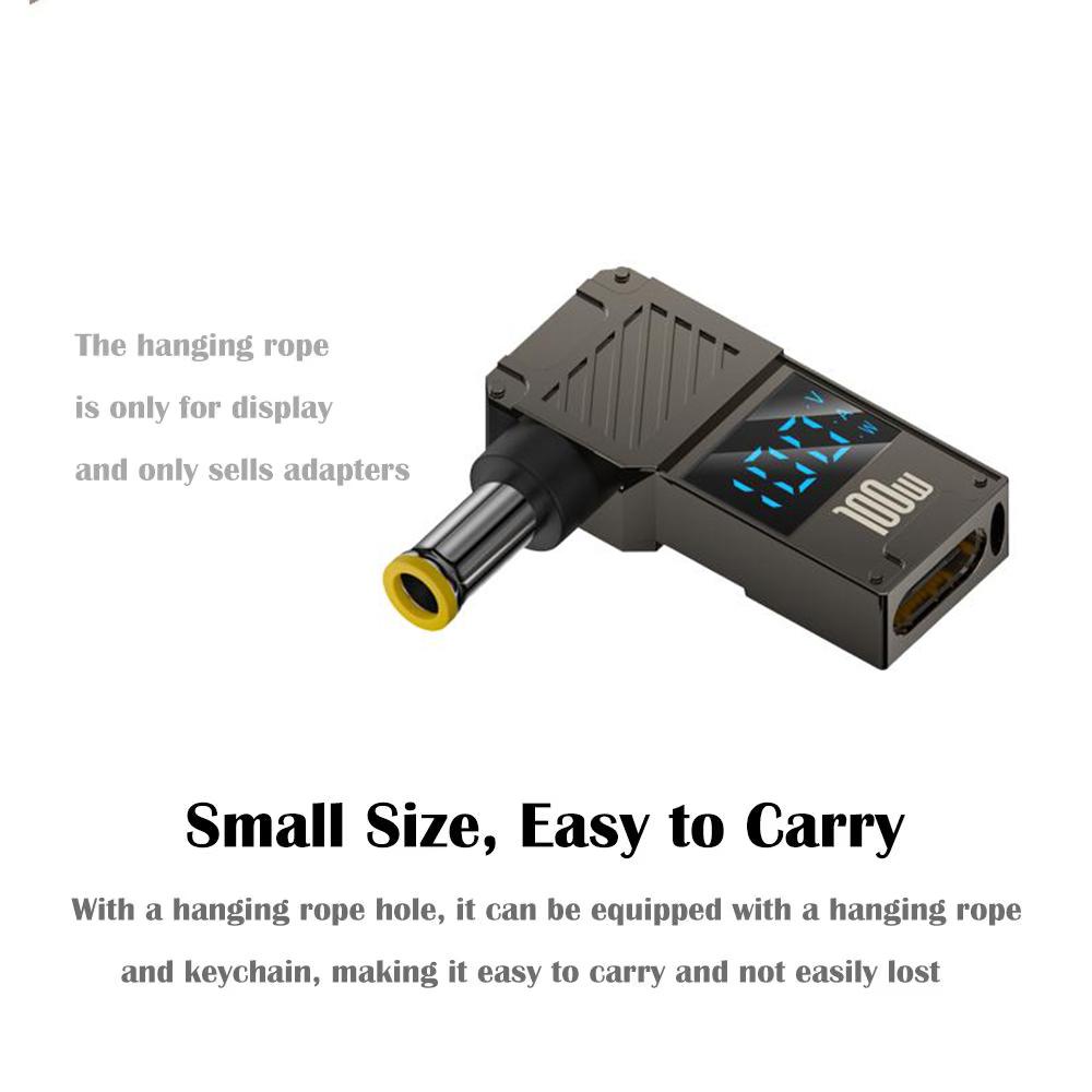 PD 100W Laptop Charging Adapter Type-C to DC 5.0x1.0mm Digital Display Fast Charging Converter