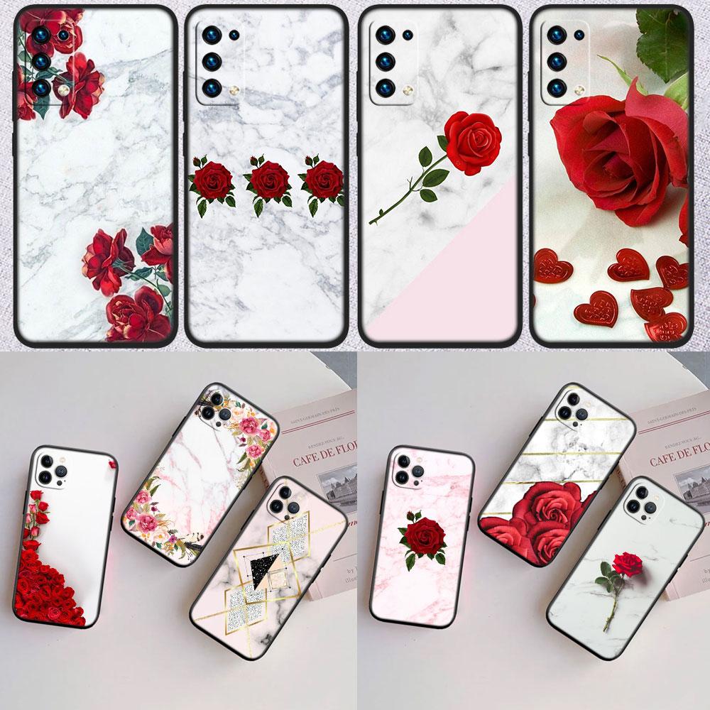 Red Rose Marble New High-End Shell Phone Case for Redmi Note 10 11 12 Pro Max 10S 10C 10T 11A 11S 12S 12C